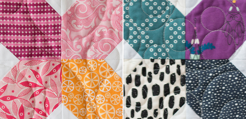 The posy block is a fast and simple sew quilt block.