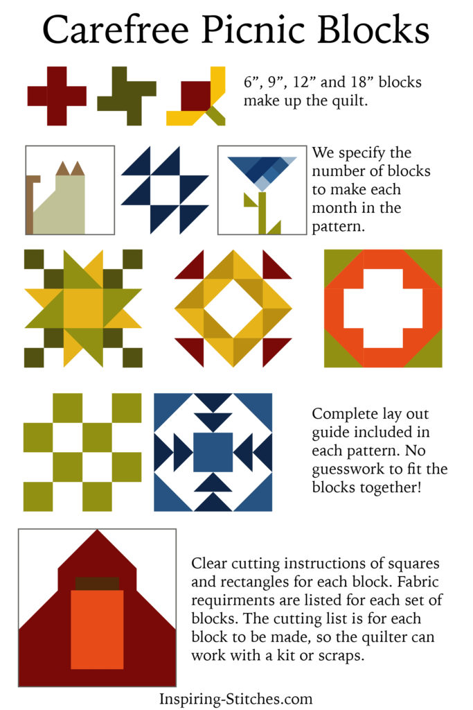 Carefree Picnic Quilt Pattern by Inspiring Stitches